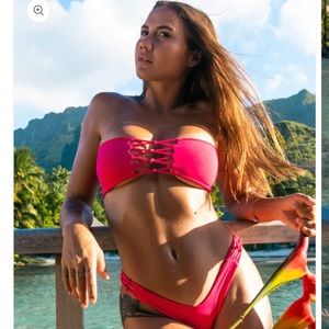 San Lorenzo TAHITI MANA Pink Sky Braided Bandeau Bikini SET
